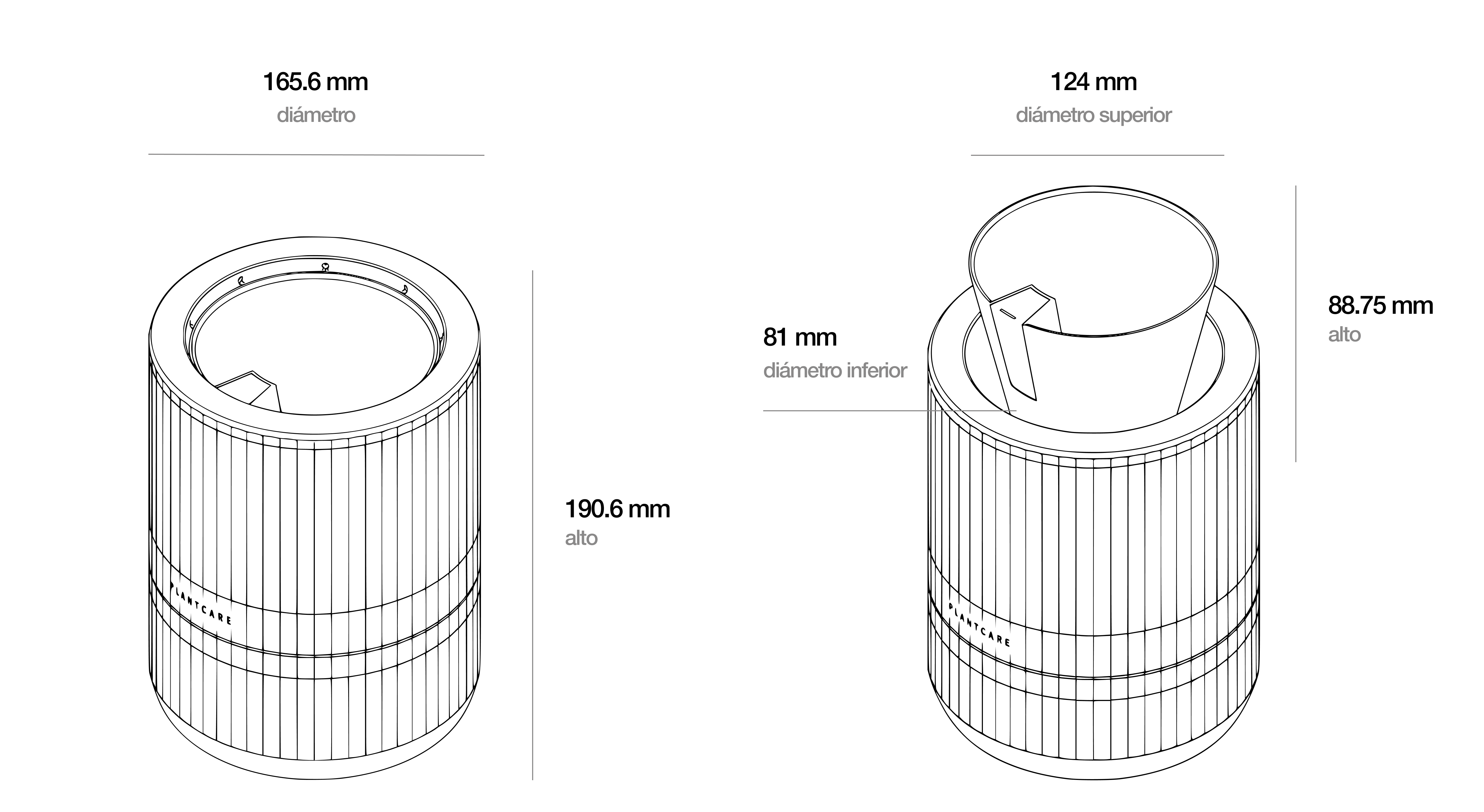 Dimensiones de <b>plantcare.</b>